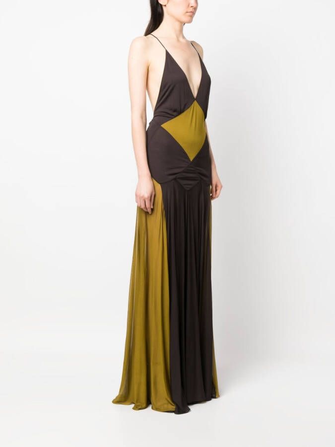 Saint Laurent Semi-doorzichtige avondjurk Bruin