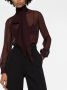 Saint Laurent Semi-doorzichtige blouse Bruin - Thumbnail 3