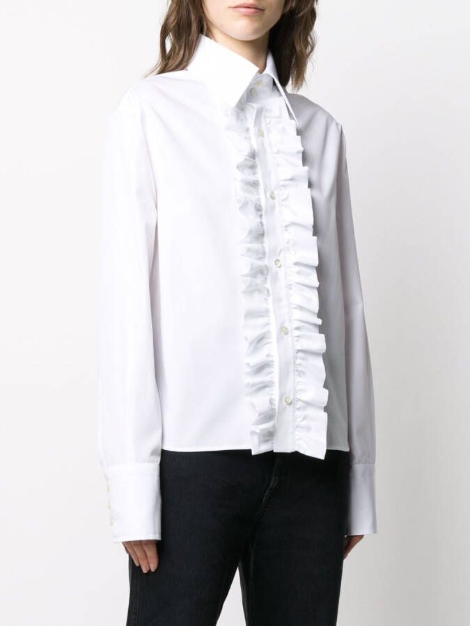 Saint Laurent Shirt met ruchebies Wit