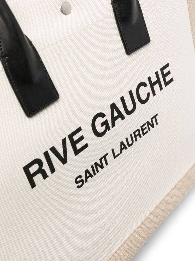 Saint Laurent Shopper met logoprint Beige