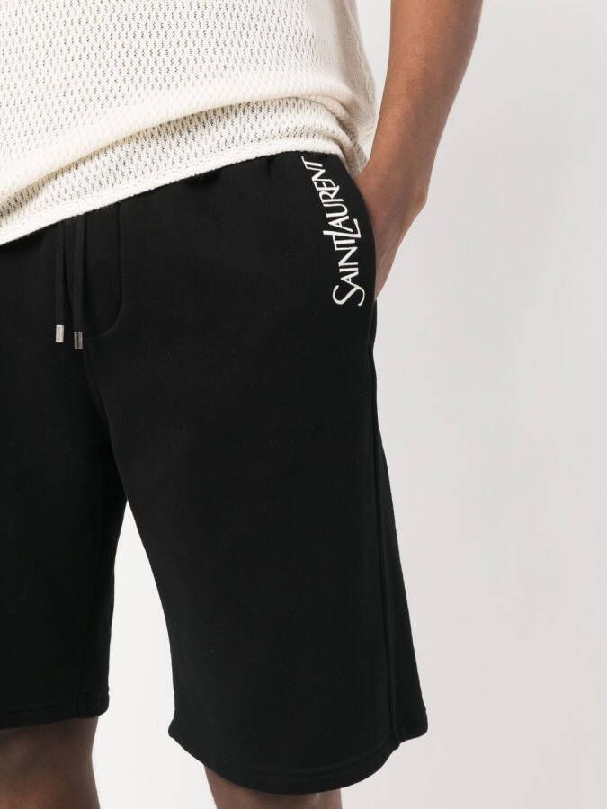 Saint Laurent Shorts met geborduurd logo Zwart