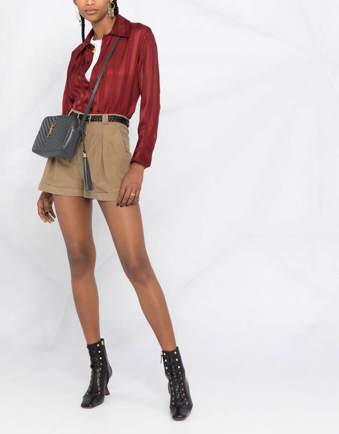 Saint Laurent Shorts met geplooid detail Groen