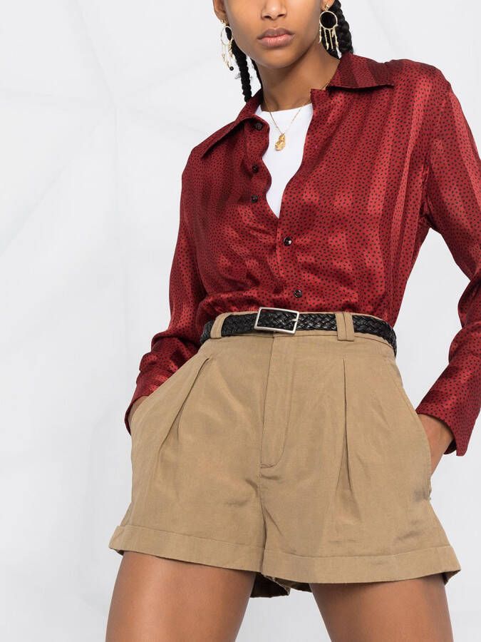 Saint Laurent Shorts met geplooid detail Groen