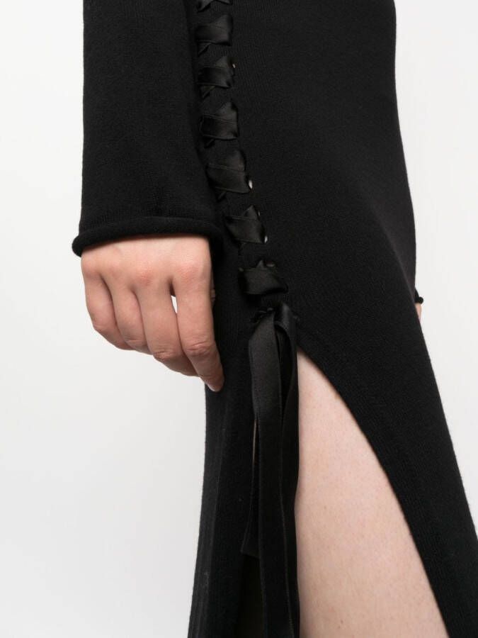 Saint Laurent Maxi-jurk met zijsplit Zwart