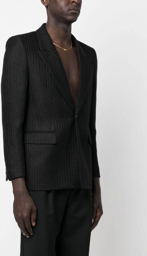 Saint Laurent Jack met enkele rij knopen Zwart