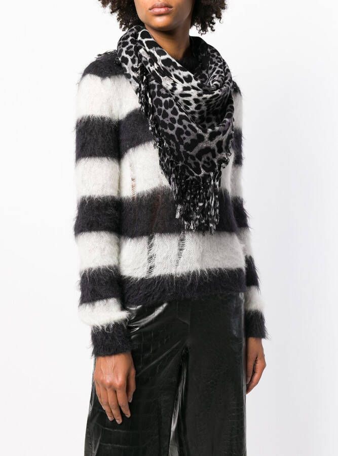 Saint Laurent Sjaal met luipaardprint Zwart