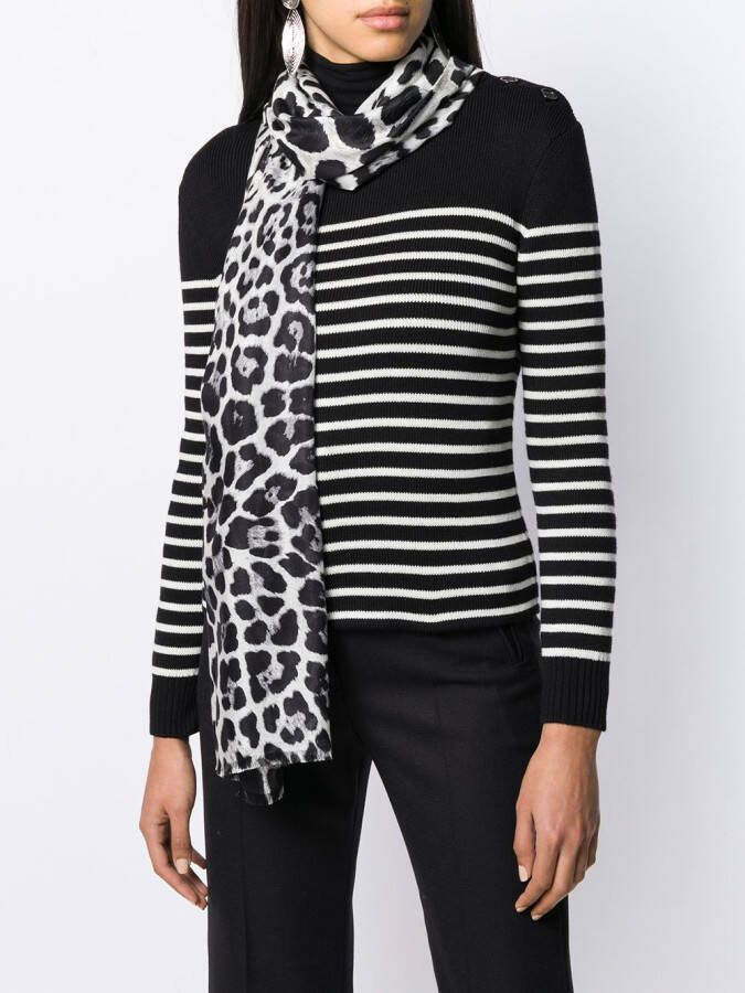 Saint Laurent Sjaal met luipaardprint Zwart