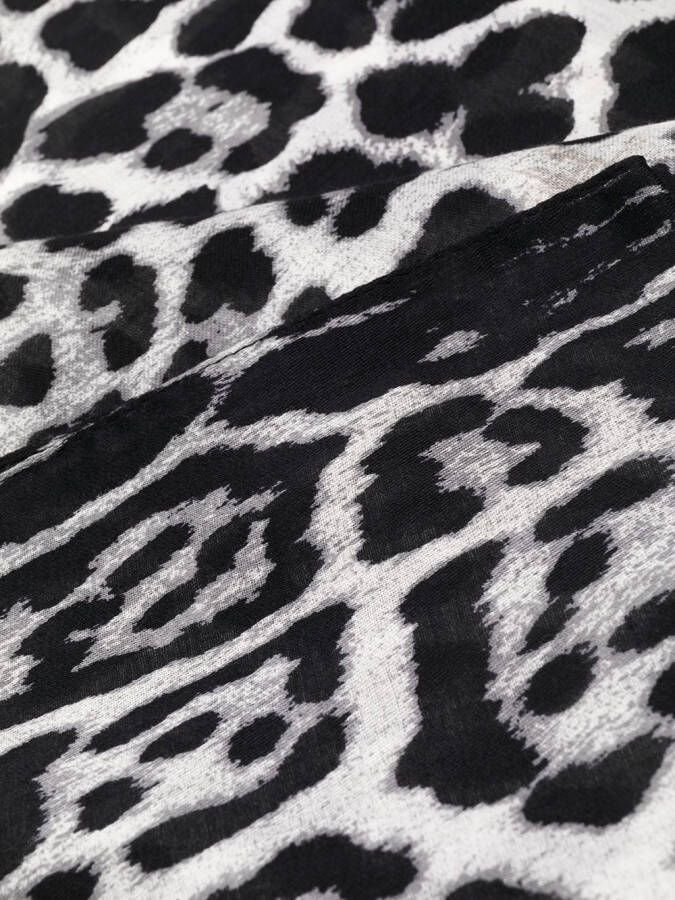 Saint Laurent Sjaal met luipaardprint Zwart