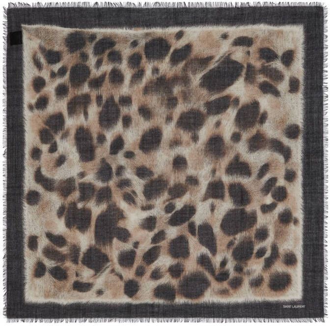 Saint Laurent Sjaal met luipaardprint Zwart