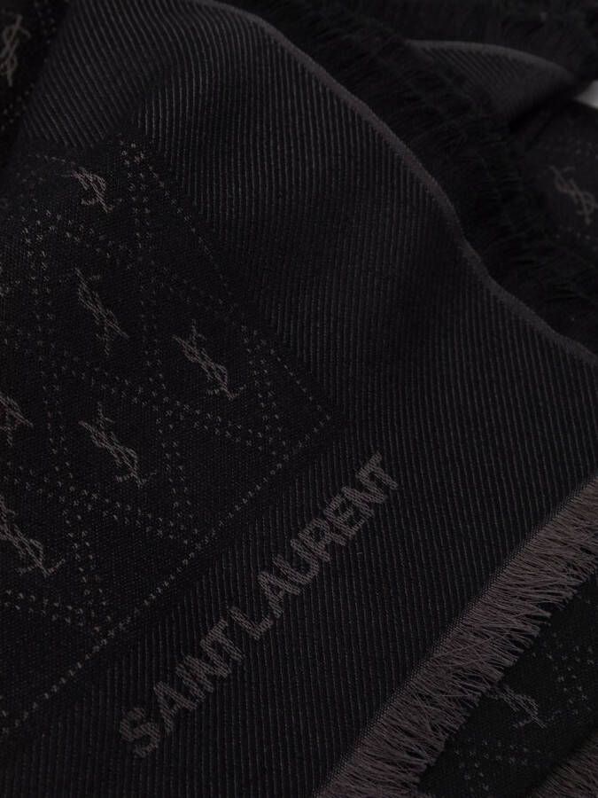 Saint Laurent Sjaal met monogram Zwart