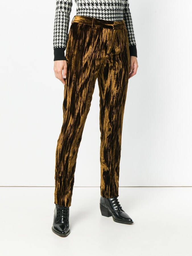 Saint Laurent slim high-waist trousers Metallic