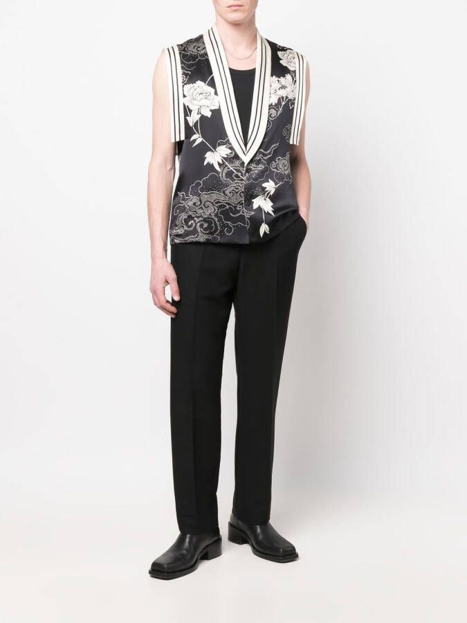 Saint Laurent Spencer met geborduurde bloemen Zwart
