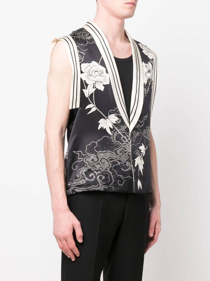 Saint Laurent Spencer met geborduurde bloemen Zwart