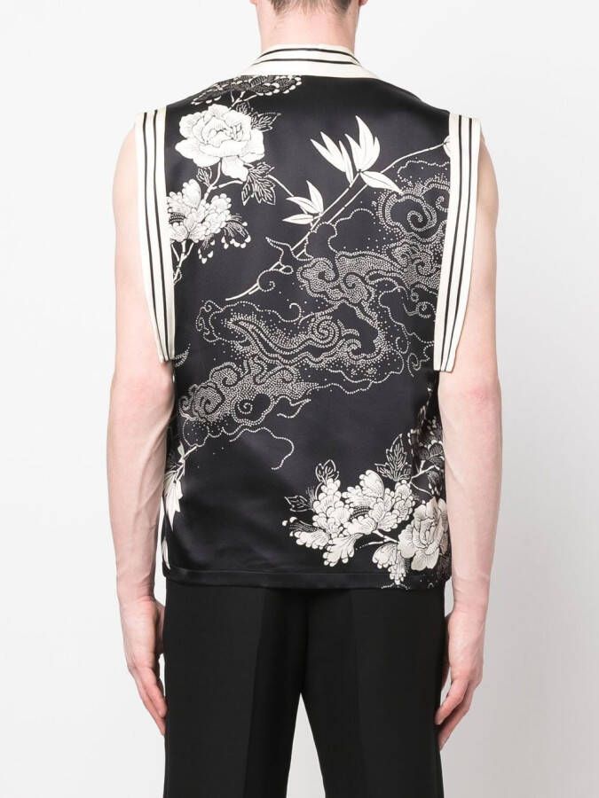 Saint Laurent Spencer met geborduurde bloemen Zwart