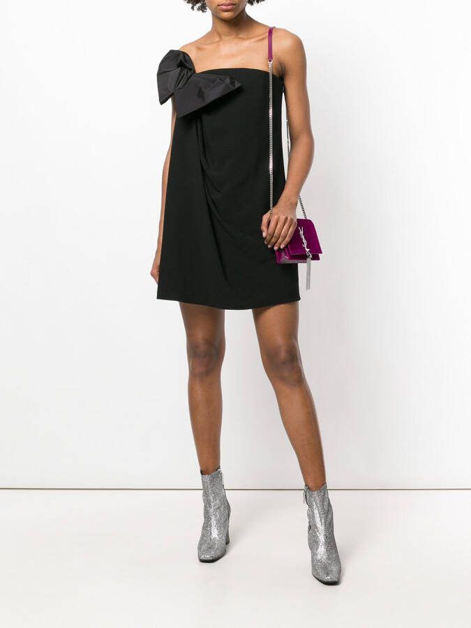 Saint Laurent Jurk met strikdetail Zwart