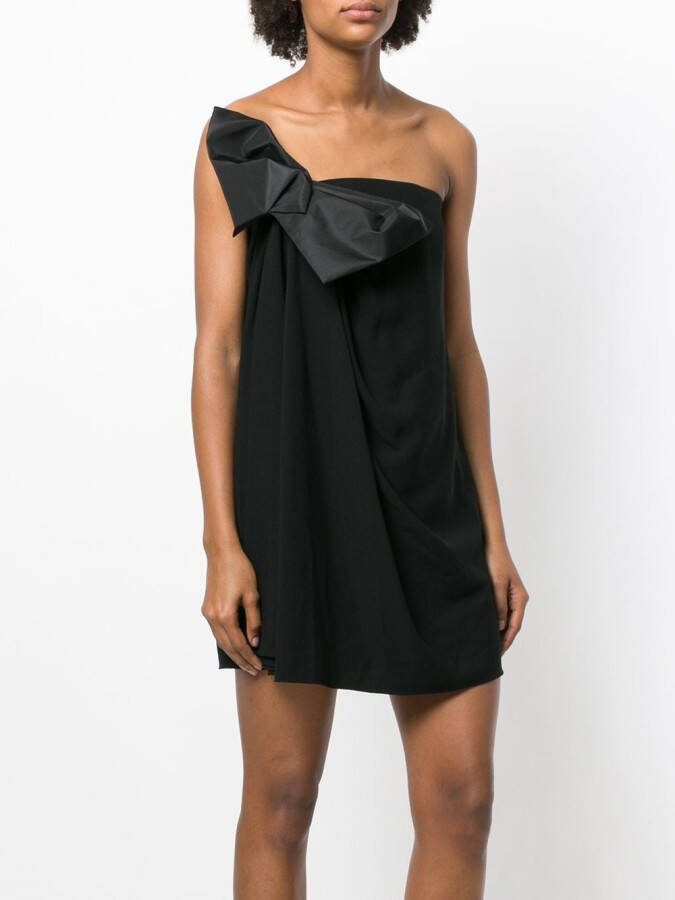 Saint Laurent Jurk met strikdetail Zwart