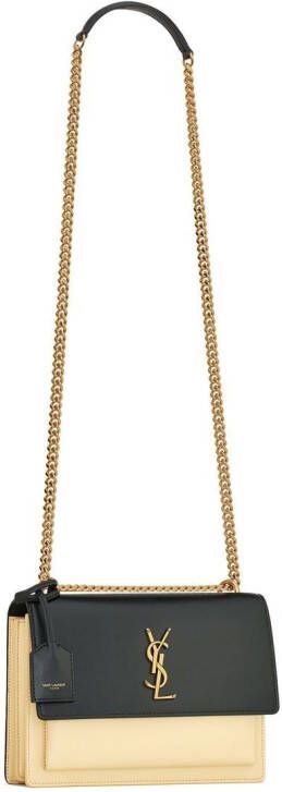 Saint Laurent Sunset tweekleurige schoudertas Zwart