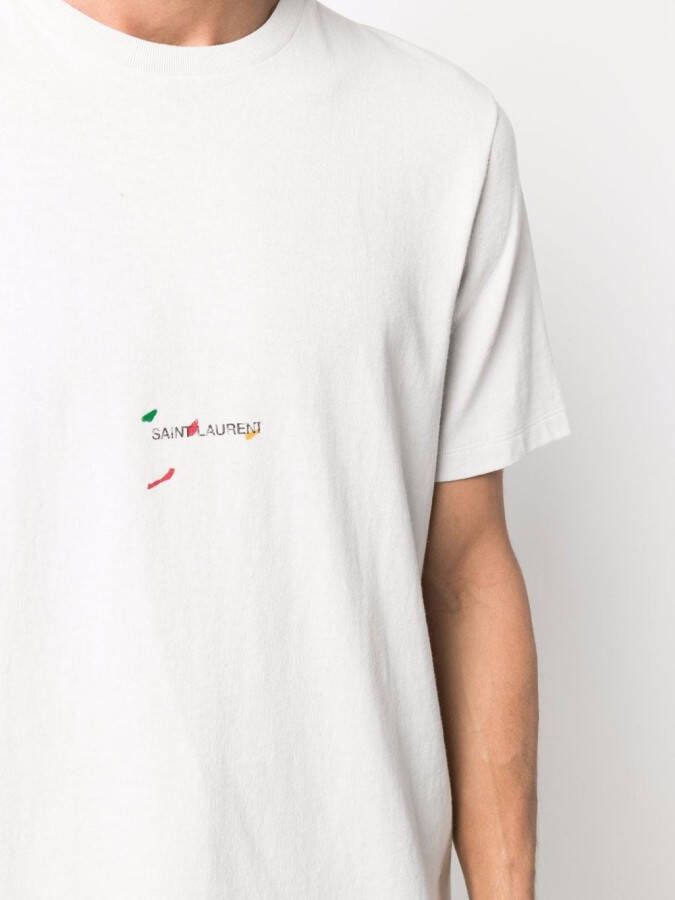 Saint Laurent T-shirt met logo Beige