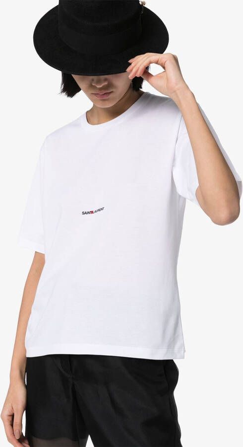 Saint Laurent T-shirt met logoprint Wit