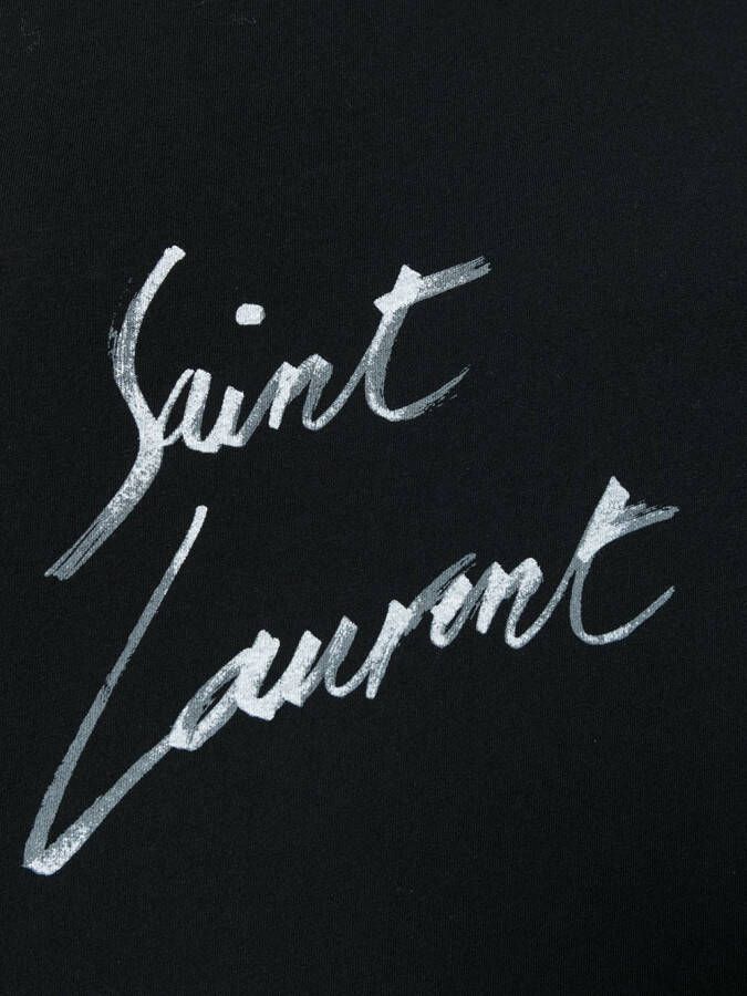 Saint Laurent t-shirt met logoprint Zwart