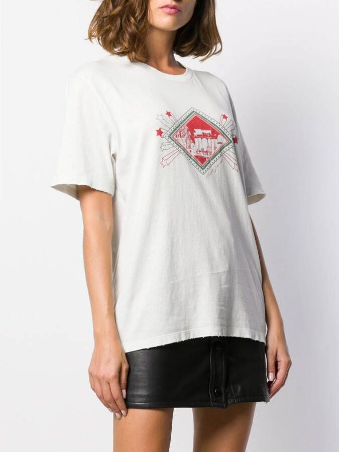 Saint Laurent T-shirt met print Beige