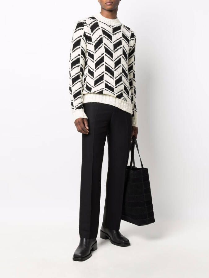 Saint Laurent Trui met chevron patroon Wit