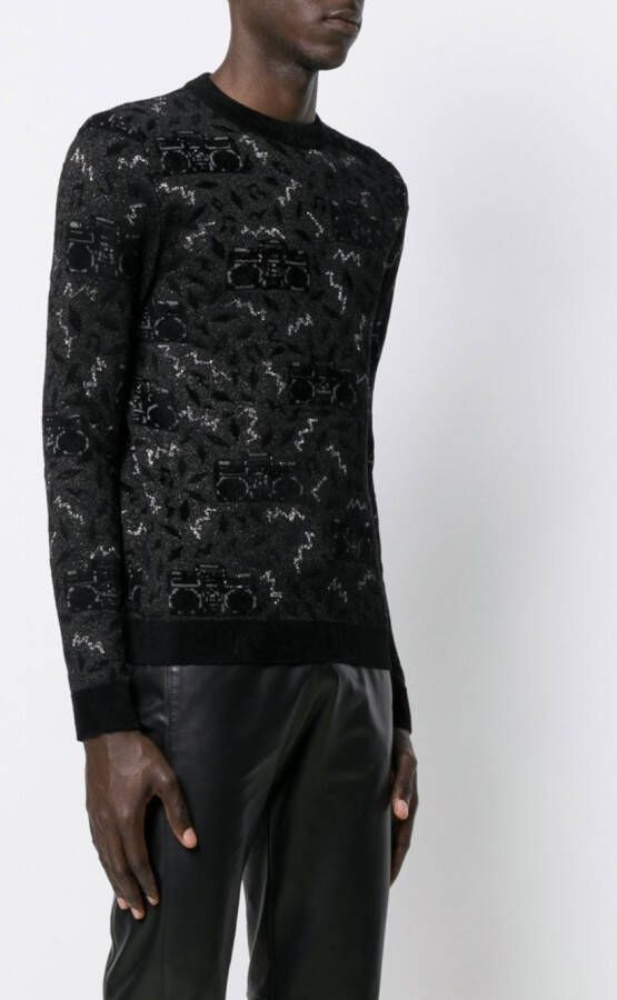 Saint Laurent Trui met jacquarddessin Zwart