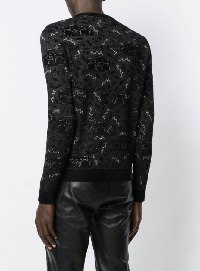 Saint Laurent Trui met jacquarddessin Zwart