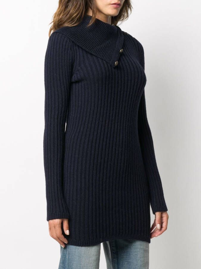 Saint Laurent Trui met omgeslagen kraag Blauw