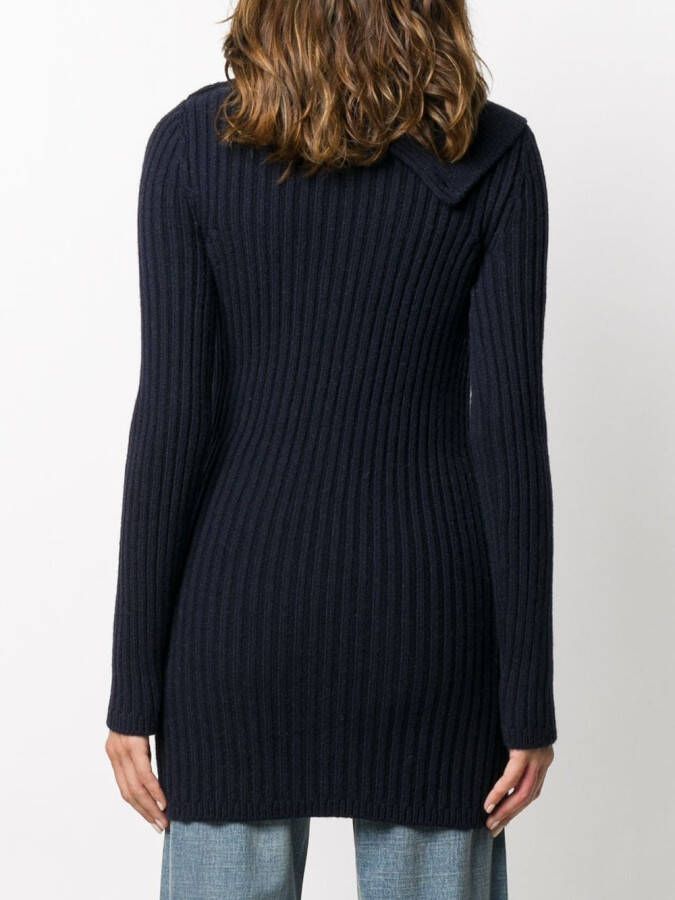 Saint Laurent Trui met omgeslagen kraag Blauw