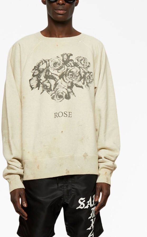 SAINT MXXXXXX Sweater met rozenprint Beige