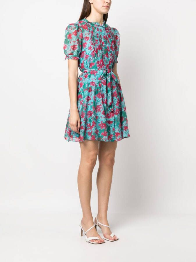 Saloni Blousejurk met bloemenprint Blauw