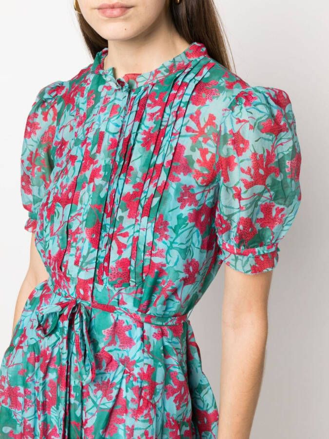 Saloni Blousejurk met bloemenprint Blauw