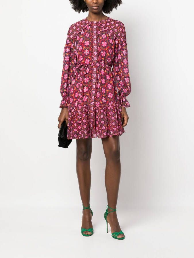 Saloni Mini-jurk met bloemenprint Rood