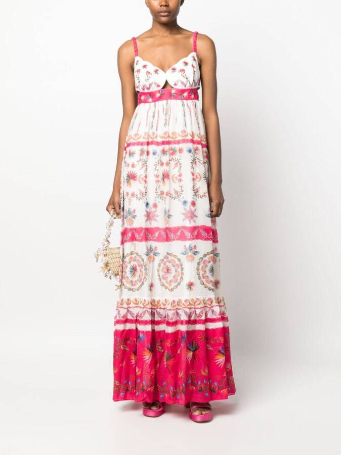 Saloni Maxi-jurk met geometrische print Wit