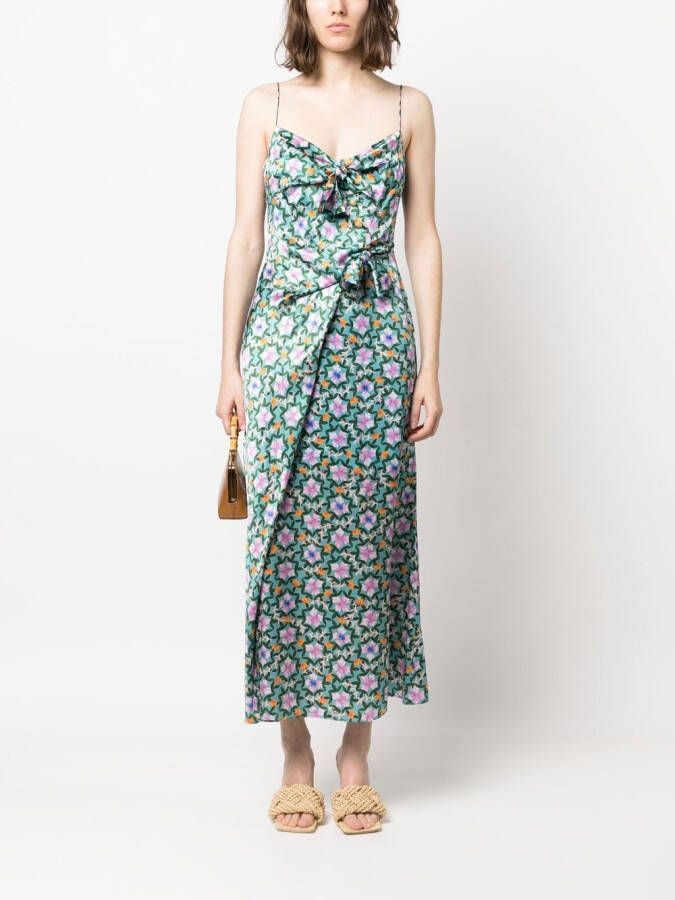 Saloni Midi-jurk met bloemenprint Blauw