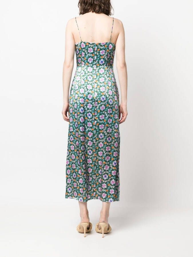 Saloni Midi-jurk met bloemenprint Blauw