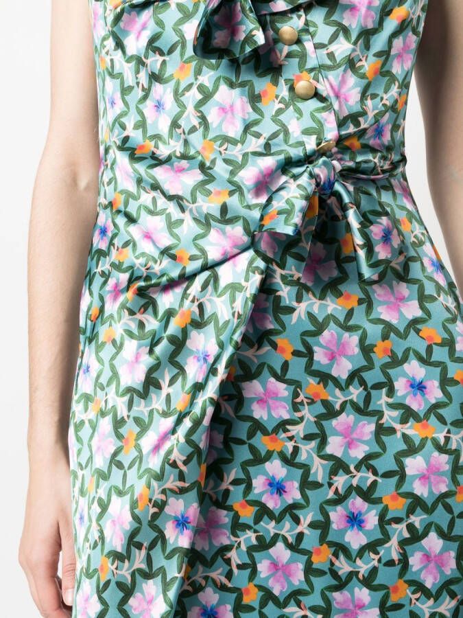 Saloni Midi-jurk met bloemenprint Blauw