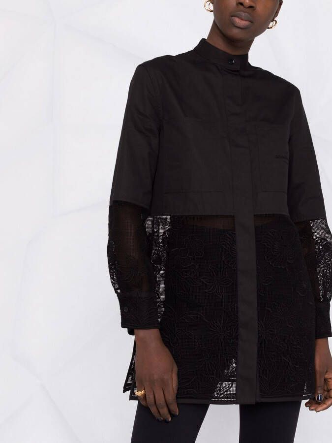 Ferragamo Blouse met kant Zwart