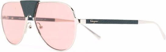 Ferragamo Zonnebril met piloten montuur Groen