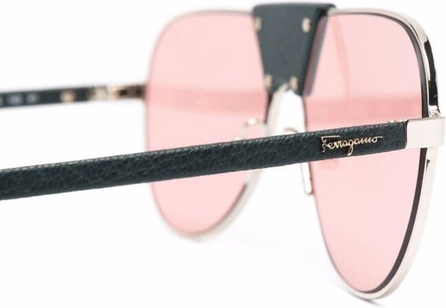 Ferragamo Zonnebril met piloten montuur Groen