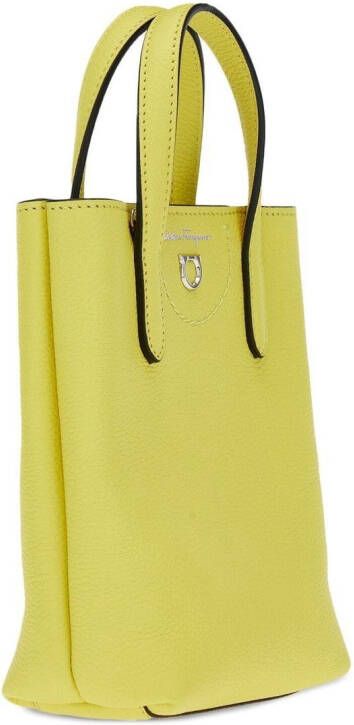Ferragamo Gancini schoudertas met logo Geel