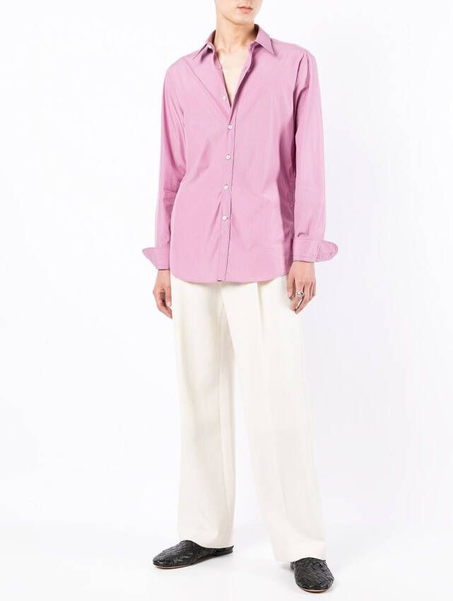 Ferragamo Gestreept overhemd Roze