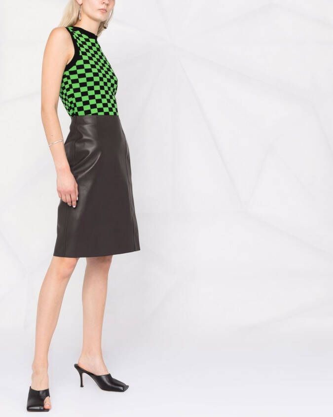 Ferragamo Leren midi-rok Bruin