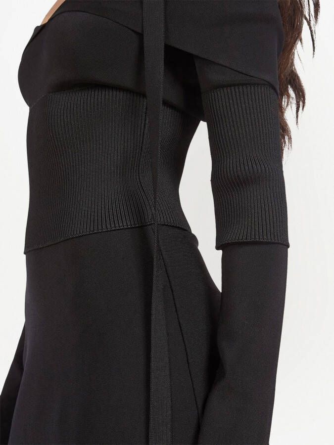 Ferragamo Off-shoulder midi-jurk Zwart