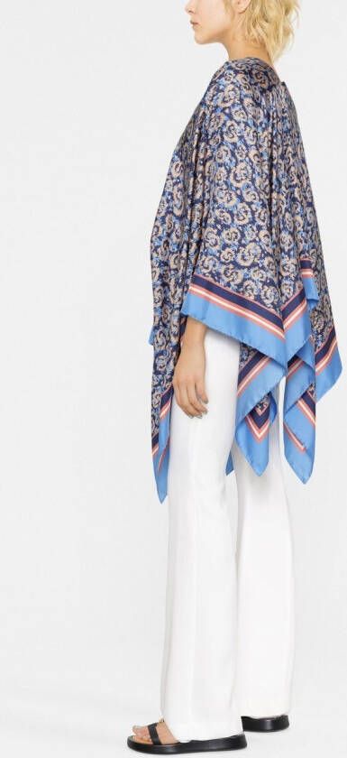 Ferragamo poncho met dierenprint Blauw