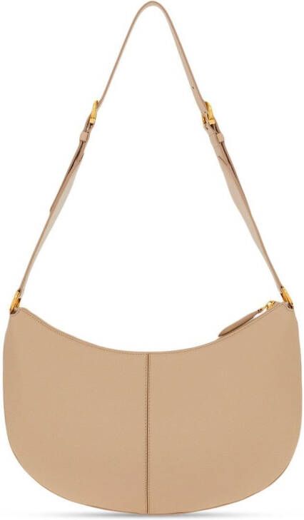Ferragamo Schoudertas met Gancini plakkaat Beige