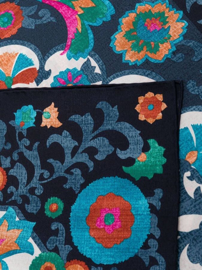 Ferragamo Sjaal met bloemenprint Blauw