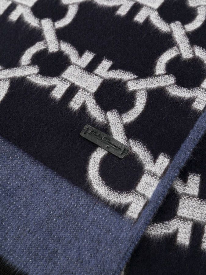 Ferragamo Sjaal met gancini patroon Blauw