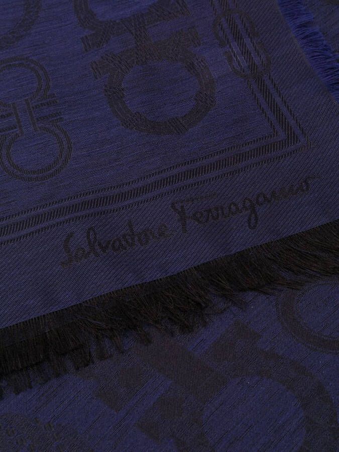 Ferragamo Sjaal met jacquard Blauw